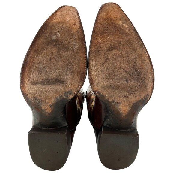 Vintage Dan Post Brown Tan Leather Cowboy Boots Mens size 10.5D Western 6907 - Picture 3 of 16